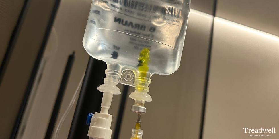 IV drip therapy close-up look